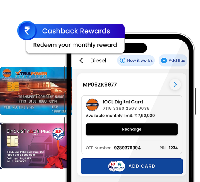 ApniBus Diesel — IOCL XtraPower DriveTrack diesel cards with cashback rewards